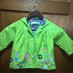 Green Kids Jacket with Floral Design